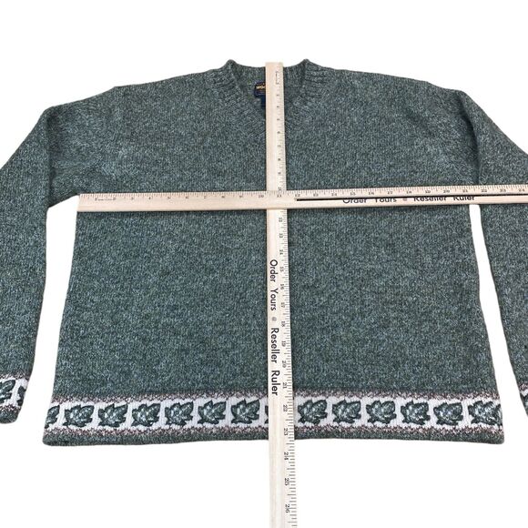 Vintage Woolrich Womens * M-L Gray Knit Wool V Neck Ivy Trim Pullover with FLAW - Picture 7 of 13